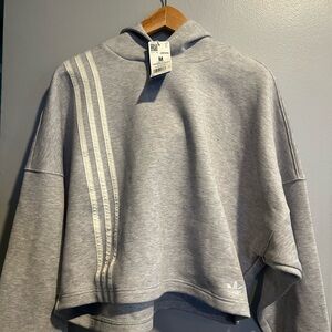 Adidas Light Gray Hoodie with White Stripes